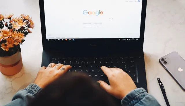 Google search results on a laptop
